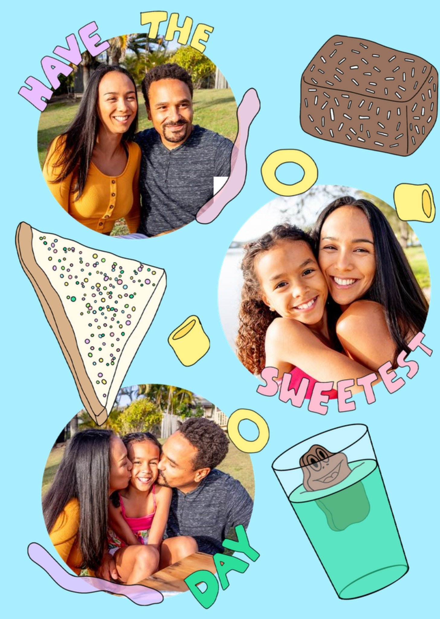 Moonpig Aleisha Earp Blue Illustrated Have The Sweetest Day Photo Birthday Card