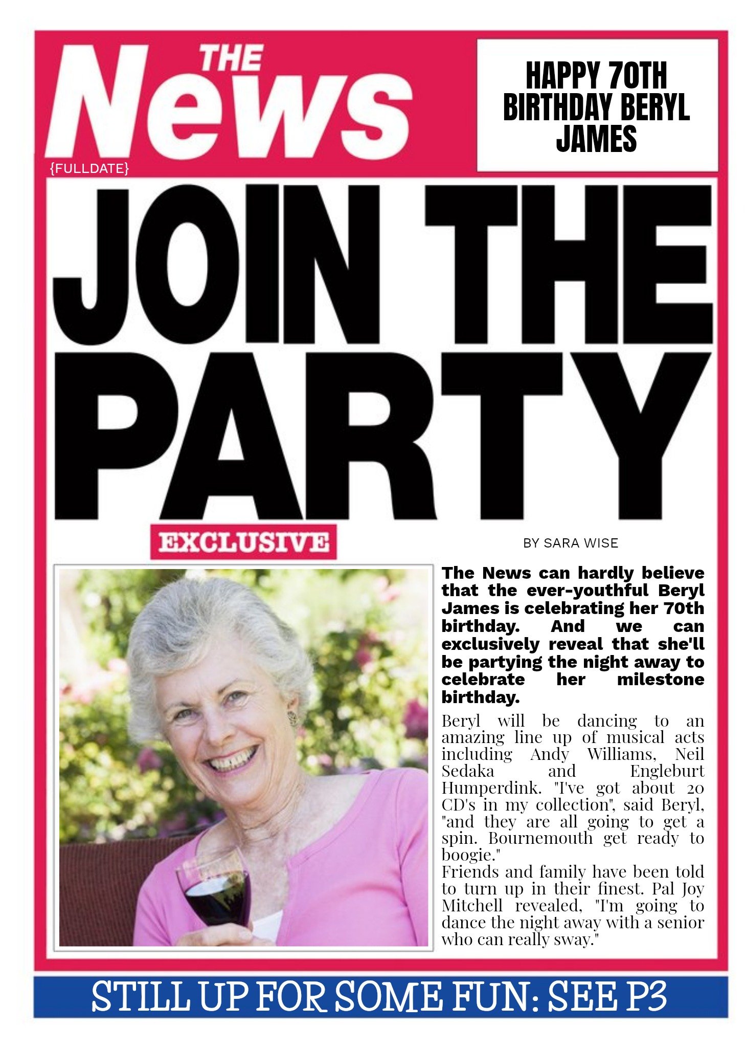 Moonpig Newspaper 70th Birthday Card