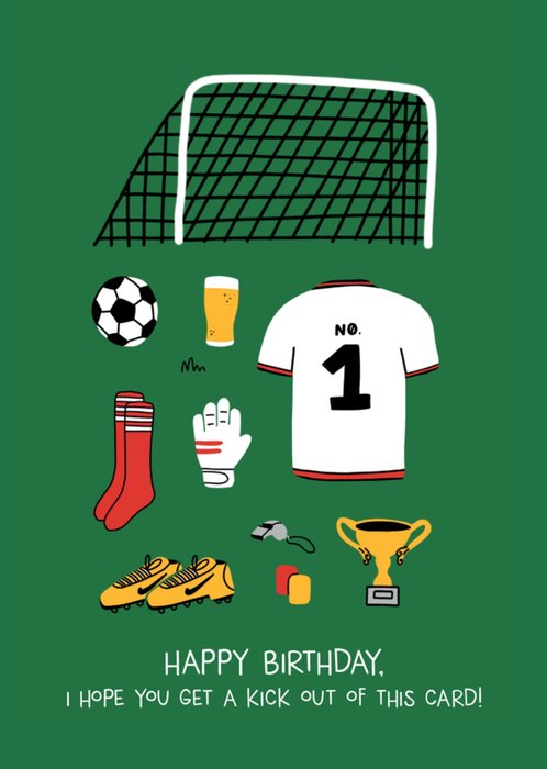 Scribbler I Hope You Get A Kick Out Of This Card Illustrated Football Equiptment Birthday Card