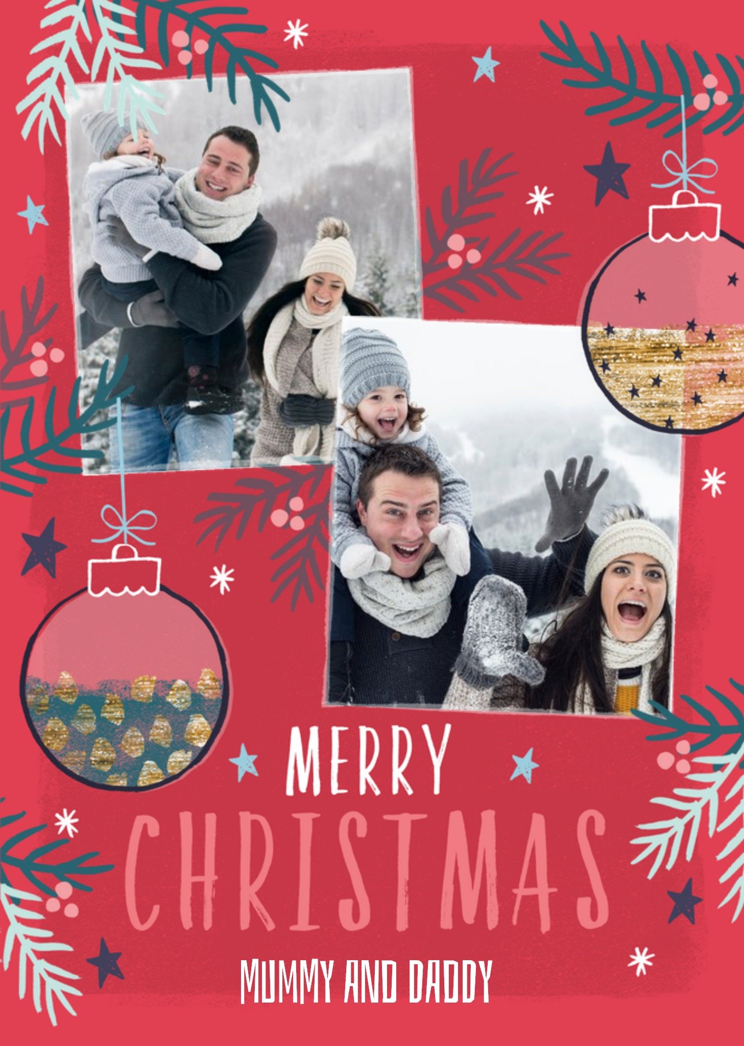 Moonpig Merry Christmas Mummy And Daddy Photo Upload Christmas Card