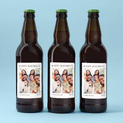 Personalised Photo Happy Birthday Lager Trio 3x500ml