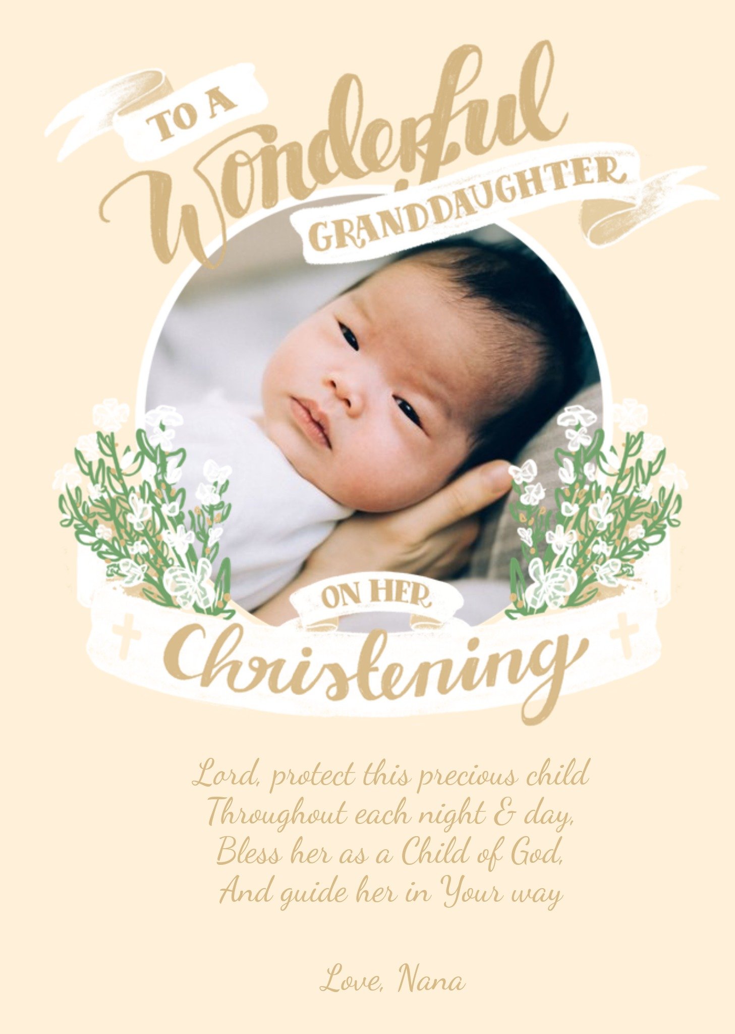 Moonpig Banner Wonderful Granddaughter Christening Photo Upload Card