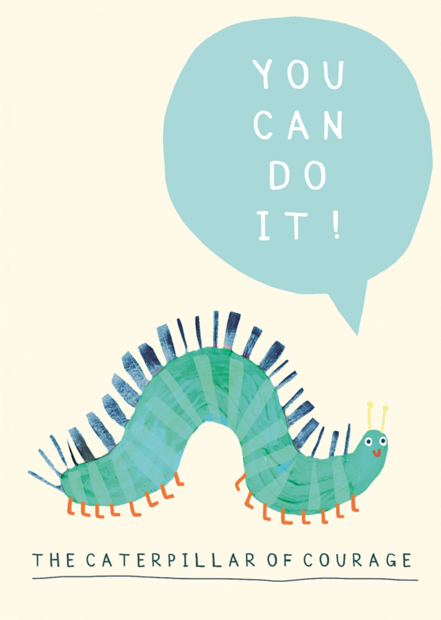 Jolly Awesome You Can Do It Illustrated Caterpiller Good Luck Card