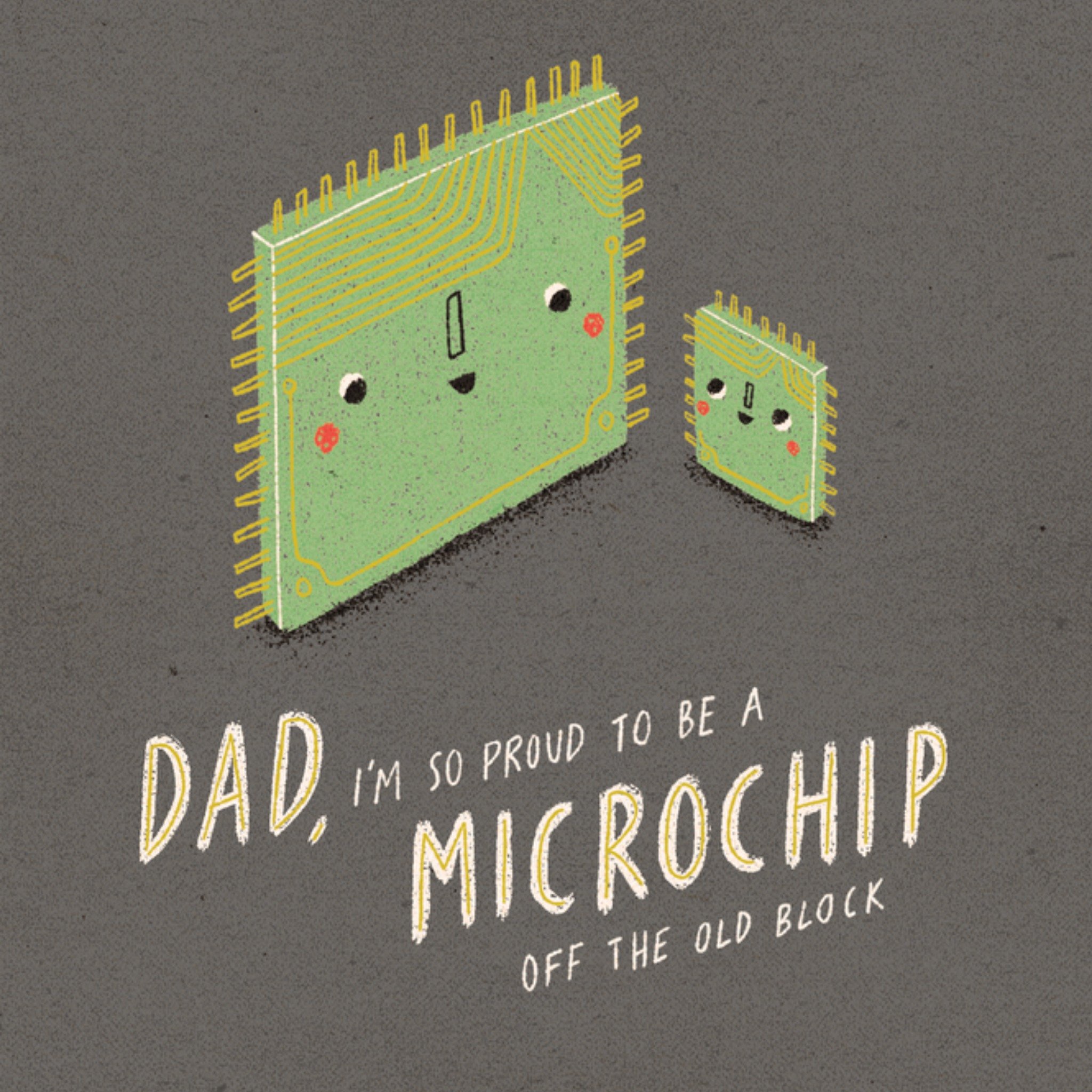 Moonpig Dad Microchip The Old Block Cartoon Tech FatherâS Day Card