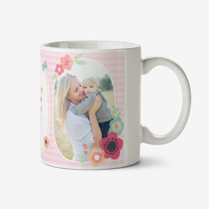 Pink Stripes And Flowers Photos Personalised Mug