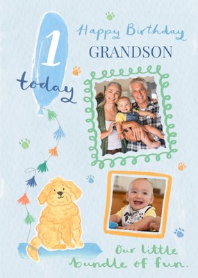 Grandson Photo Upload 1st Birthday Card