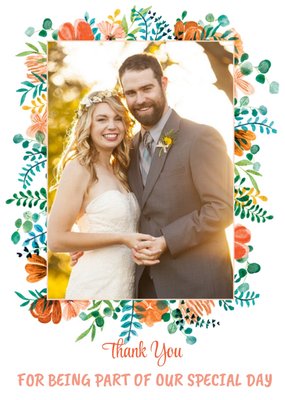 Wedding Card - Wedding Thanks - Special Day - Modern Floral Photo Upload Wedding thank you card