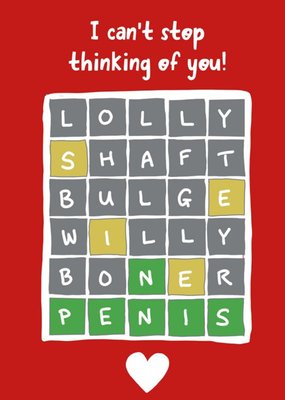 Illustrated Naughty Scrabble Word Game Valentines Day Card