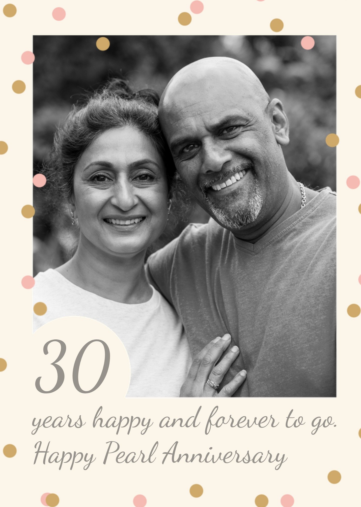 Moonpig 30 Happy Years And Forever To Go Photo Upload Pearl Anniversary Card