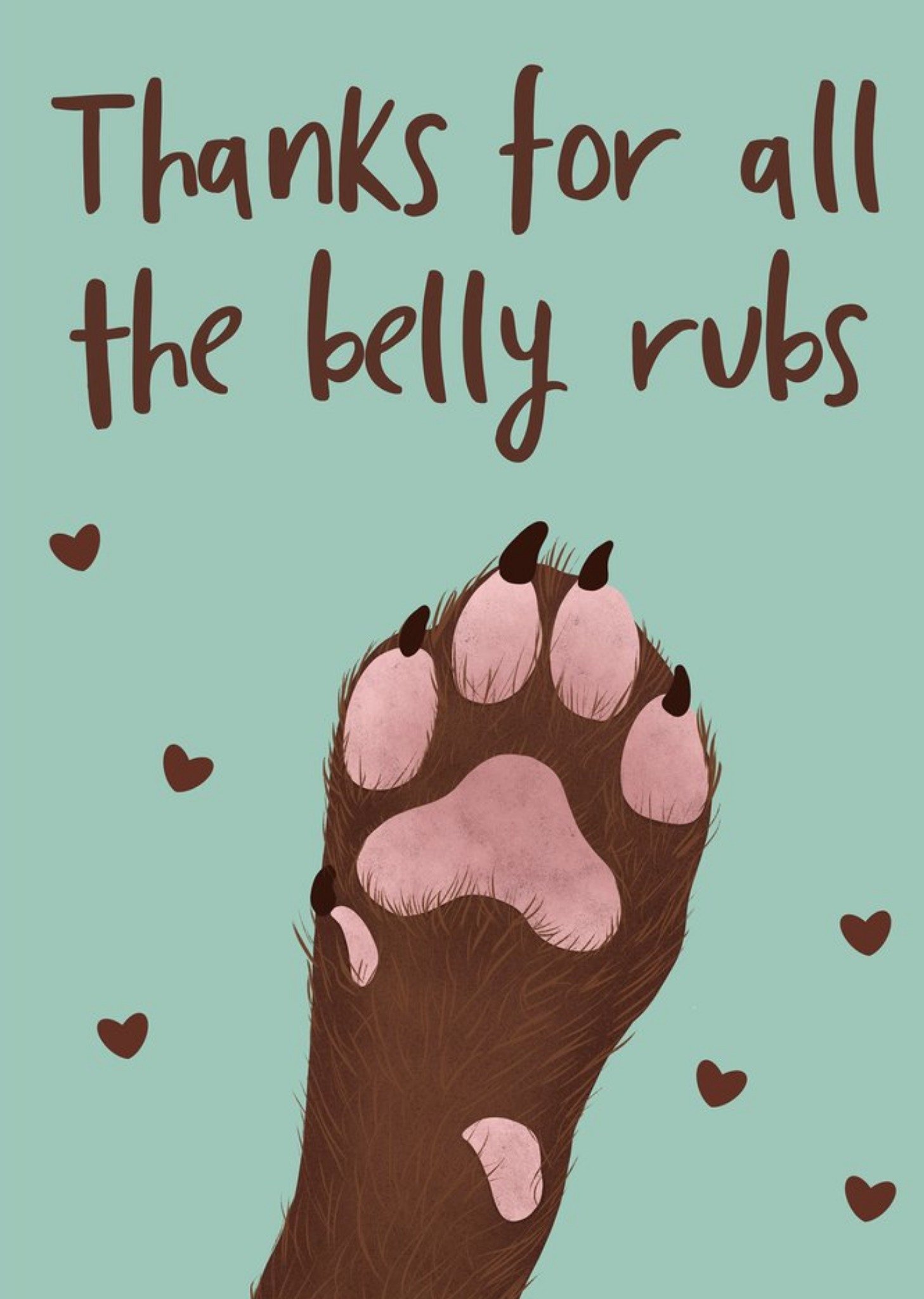 Moonpig Gabi & Gaby Cute Illustrated Paw Thank You Card