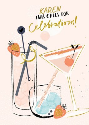 UK Greetings Carlton Cards Fruit Birthday Celebration Cocktails Card