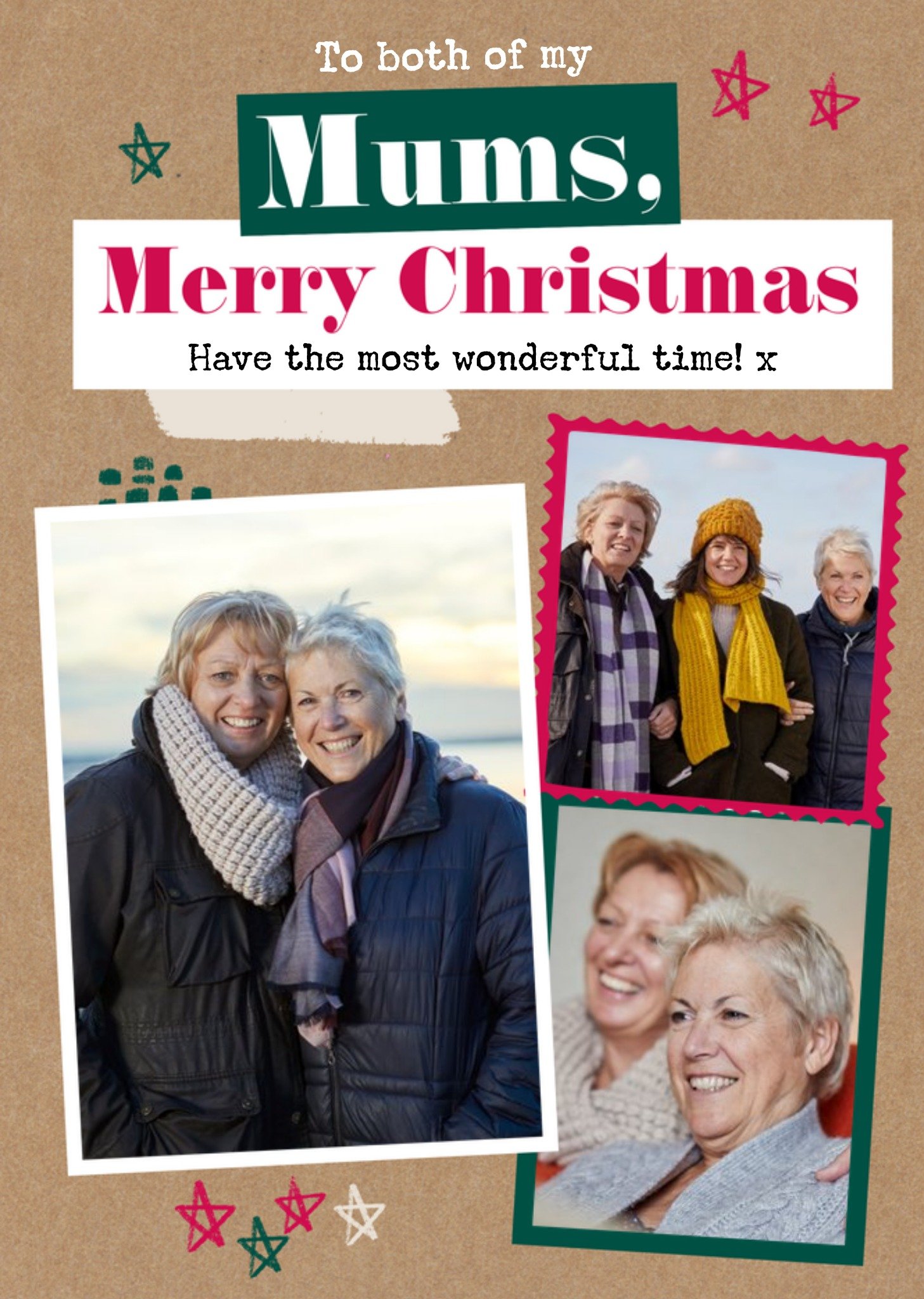 Moonpig Modern Photo Upload Collage Christmas Card For Both Of My Mums