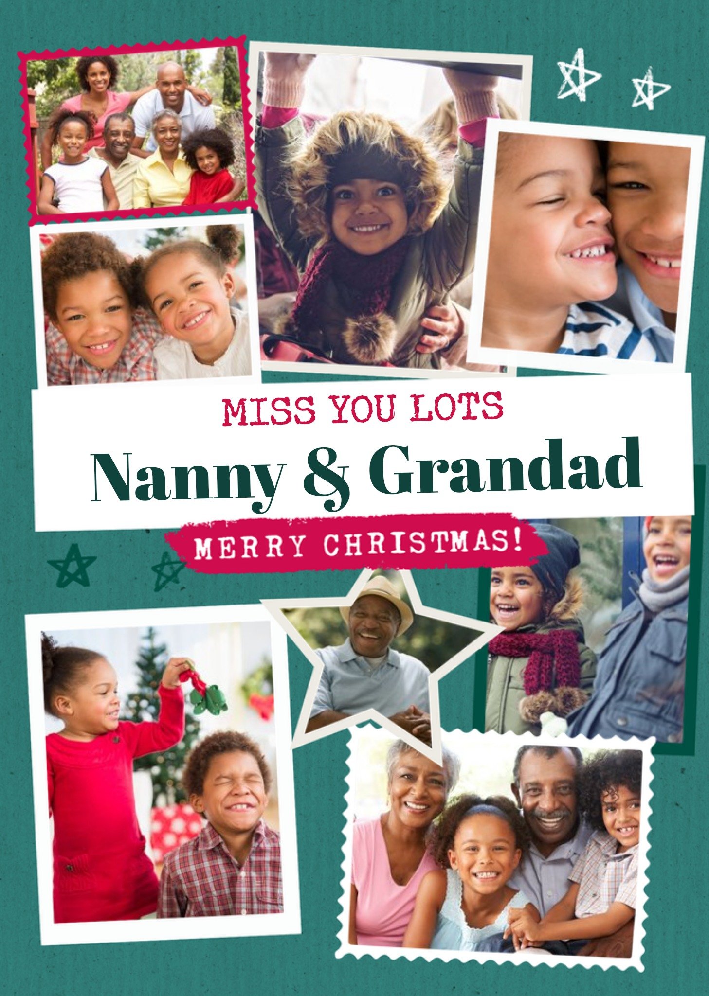 Moonpig Modern Photo Upload Collage Christmas Card For Nanny And Grandad