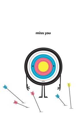 Modern Target Arrows Miss You Postcard