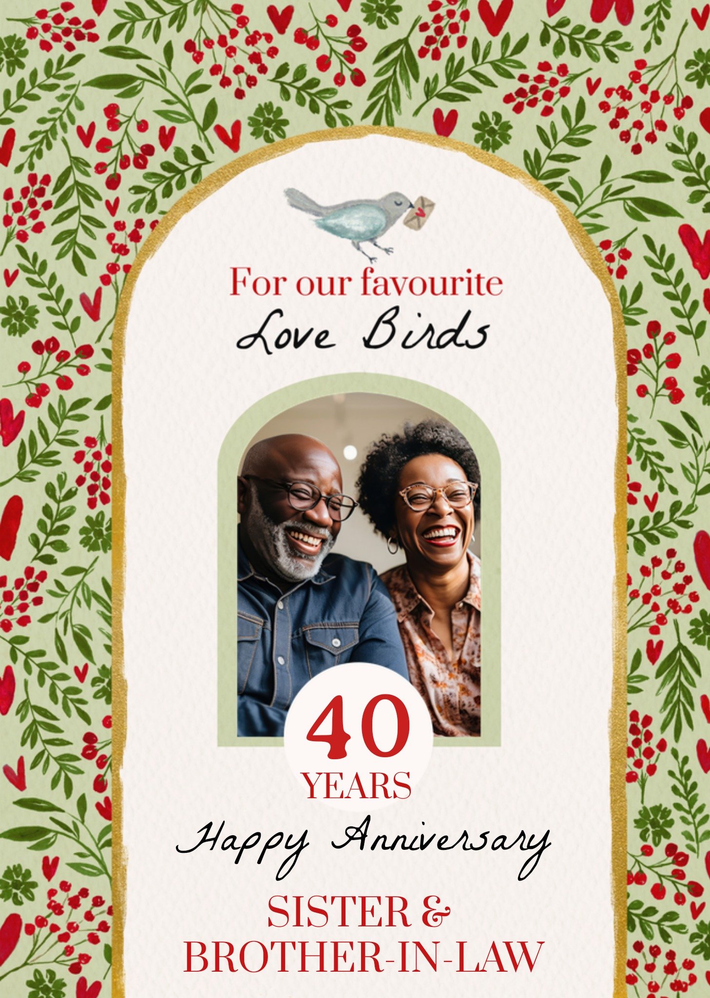 Moonpig Our Favourite Love Birds 40 Years Photo Upload Anniversary Card