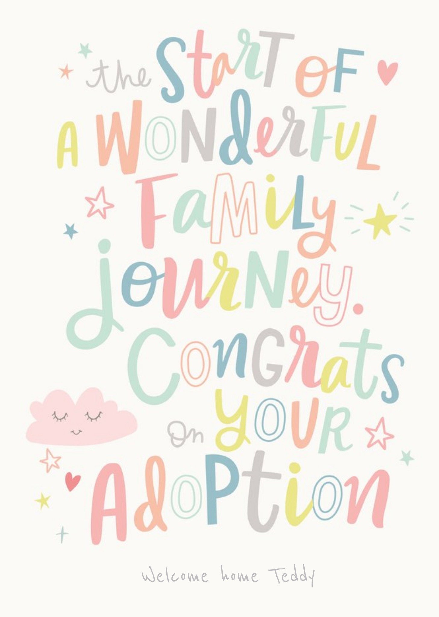 Moonpig Colourful Typography With Stars And Hearts Congratulations On Your Adoption Card