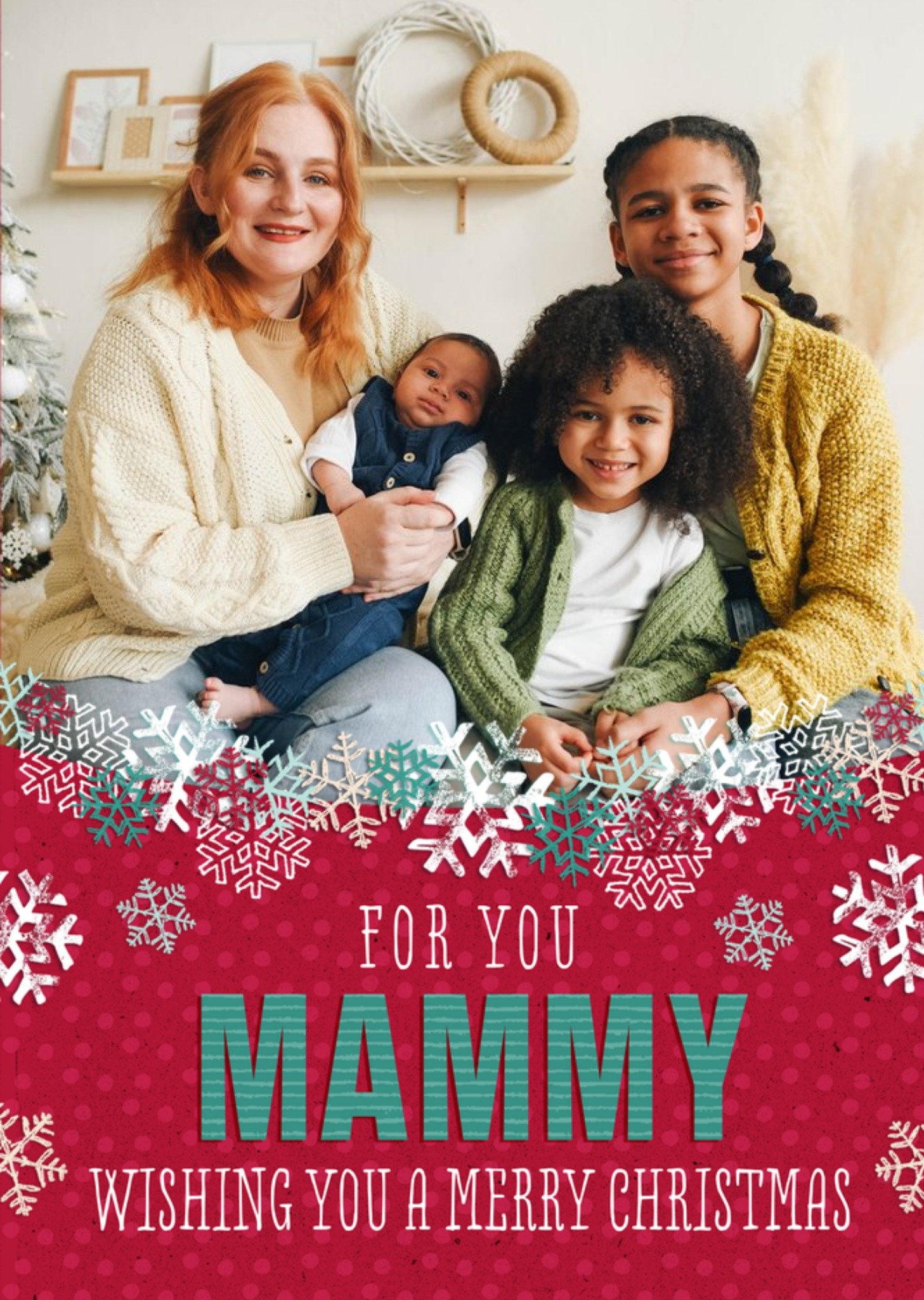 Moonpig Snowflake Patterned Photo Upload Card Christmas Card For Mammy