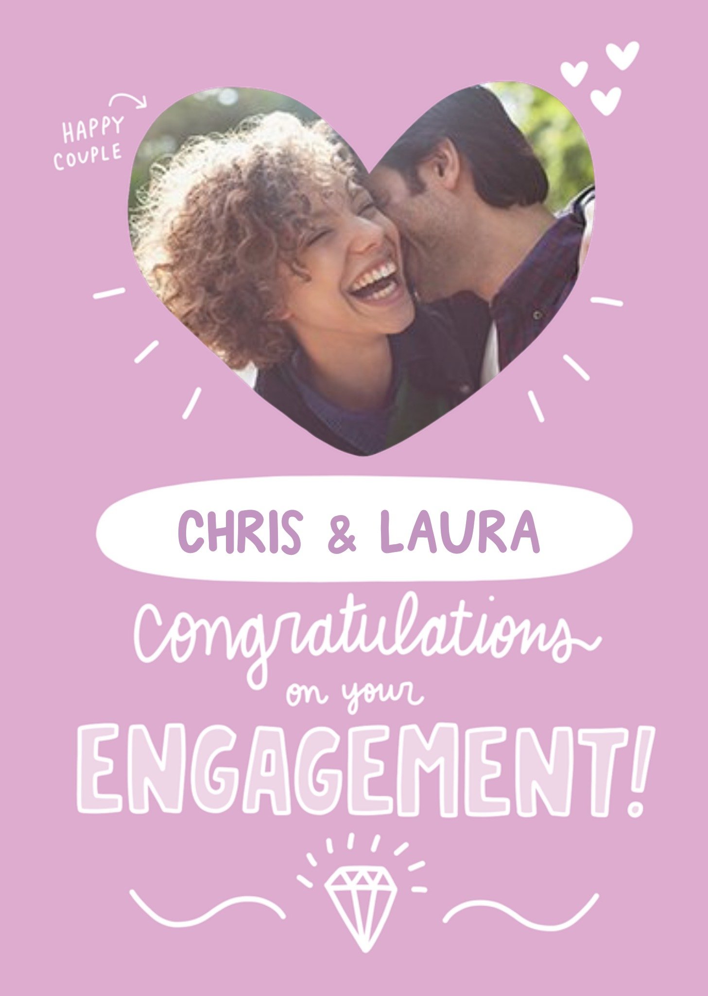 Moonpig Angela Chick Illustrated Photo Upload Cute Engagement Card