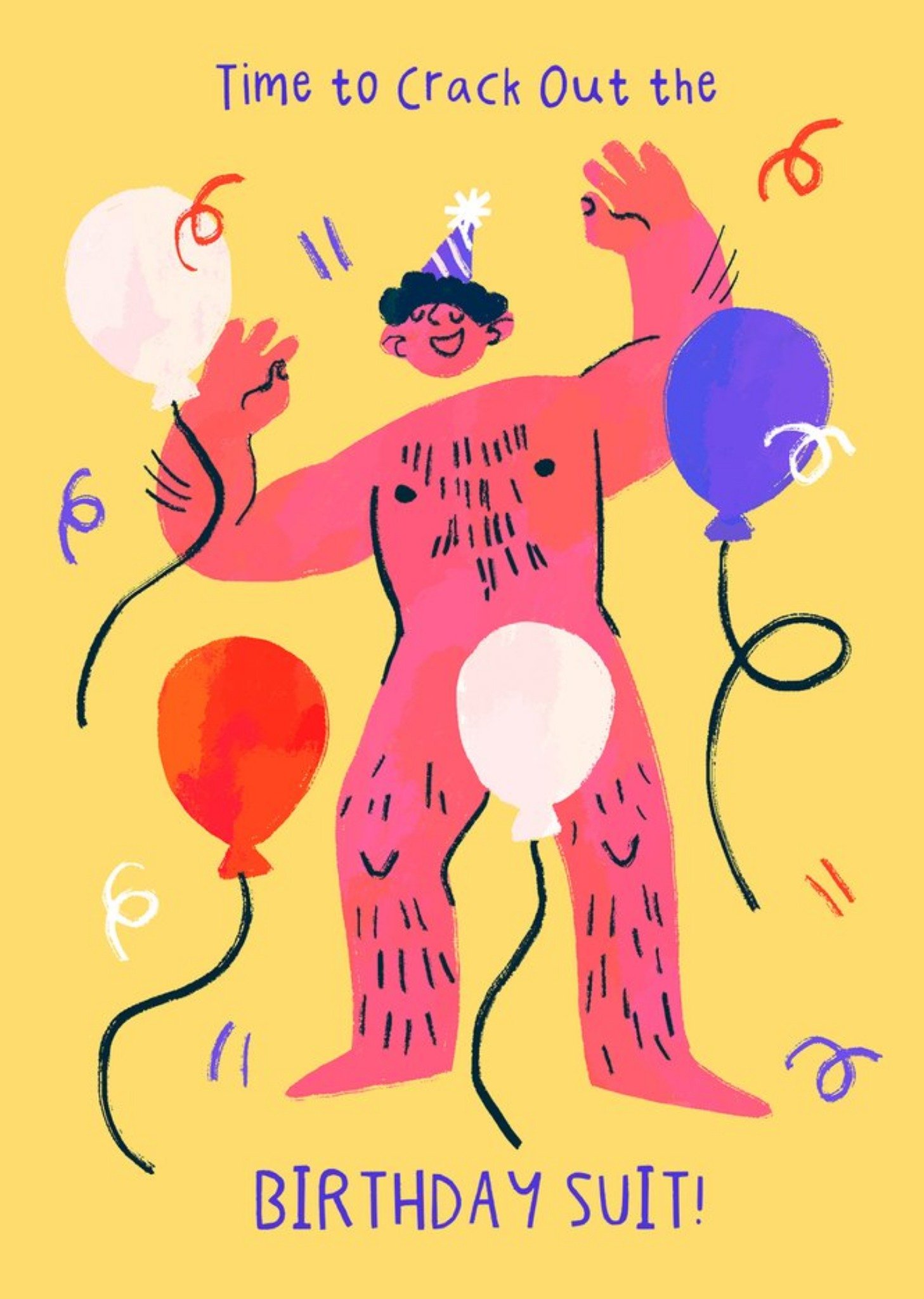 Moonpig Crack Out The Birthday Suit Illustrated Card