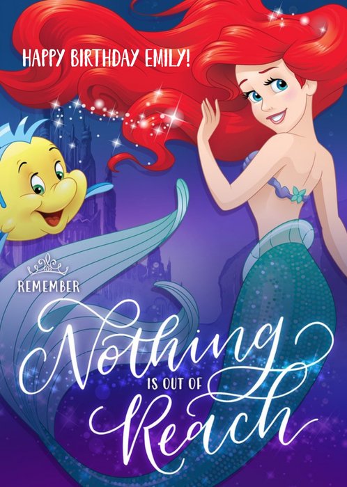 Disney The Little Mermaid Ariel And Flounder Personalised Birthday Card