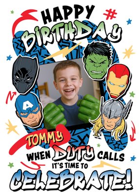 Marvel The Avengers Happy Birthday Photo Upload Card