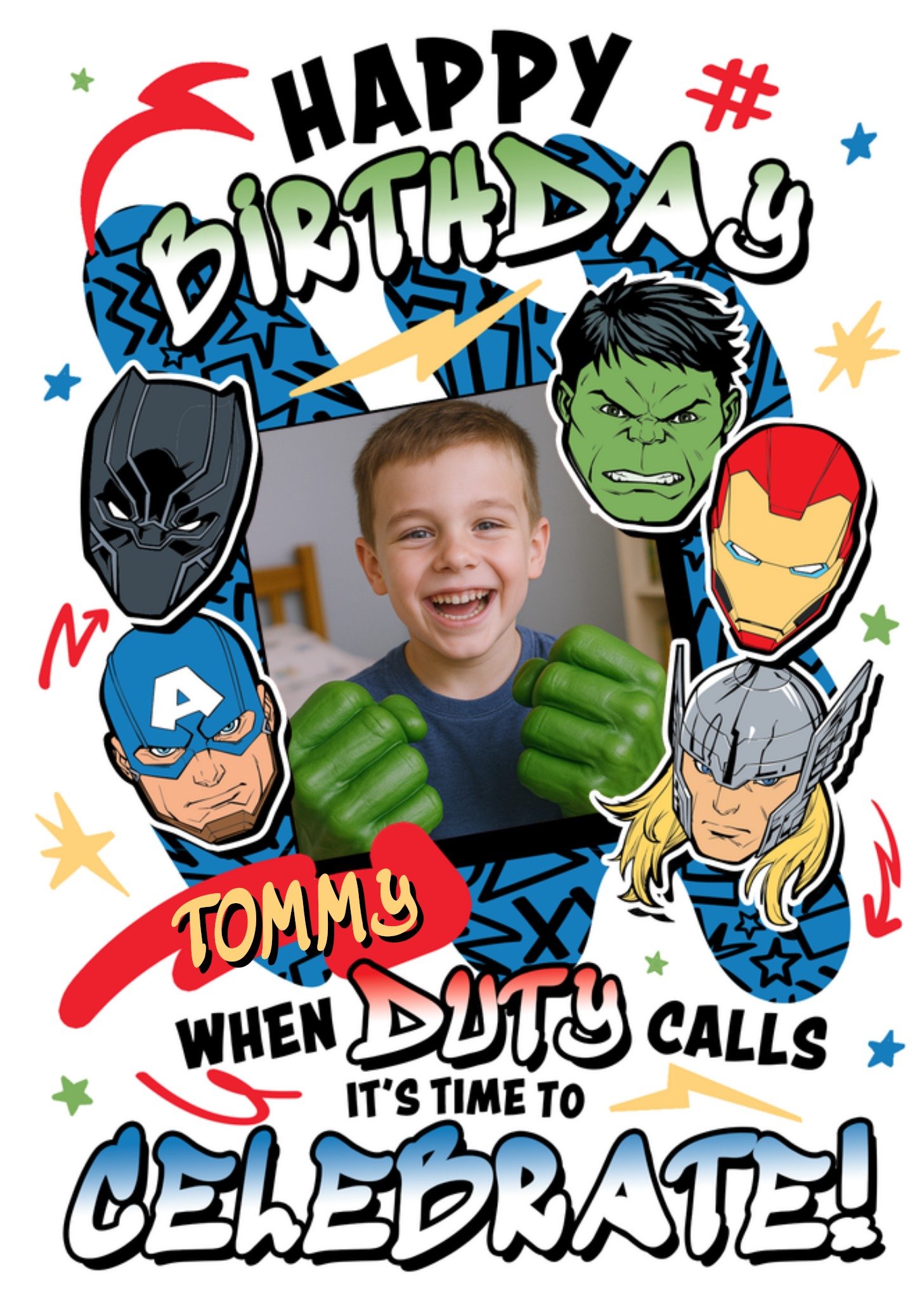 Disney Marvel The Avengers Happy Birthday Photo Upload Card
