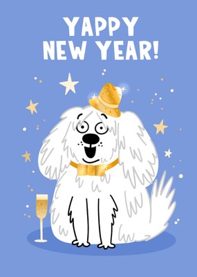 Yappy New Year Illustrated Dog Card