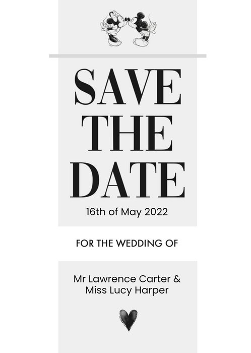 Disney Mickey Mouse Save The Date Wedding Card