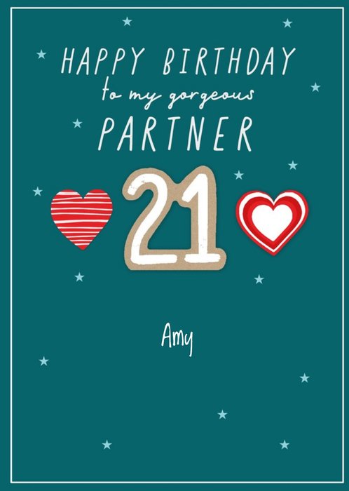 Clintons Hearts 21st Birthday Card