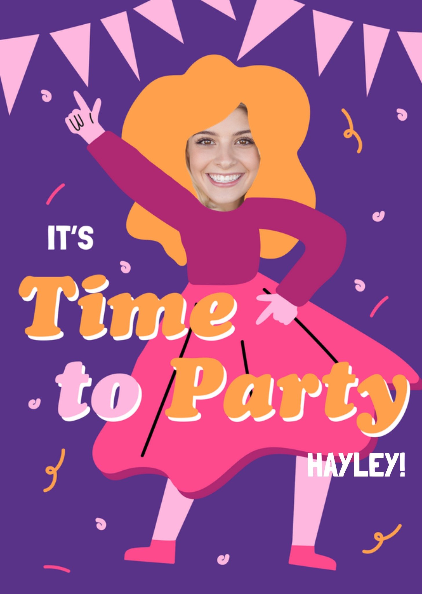 Moonpig Trading Faces It's Time To Party Photo Upload Birthday Card Ecard