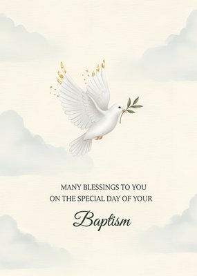Many Blessings To You Illustrated Baptism Card