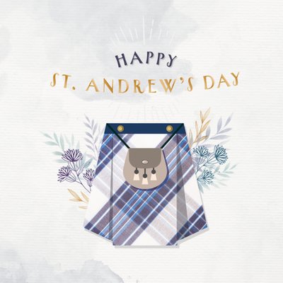 Happy St. Andrew's Day Illustrated Kilt Card