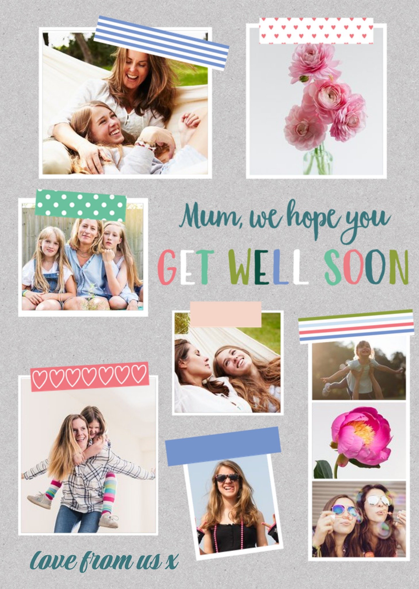 Moonpig Washi Tape Multi Photo Upload Get Well Soon Card