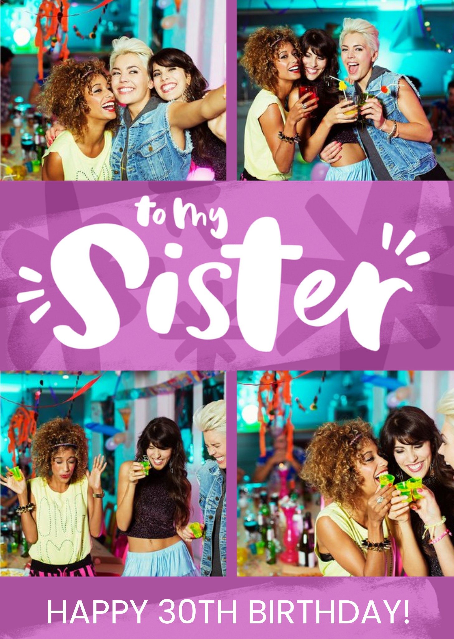 Moonpig To My Sister Typographic Birthday Photo Upload Card