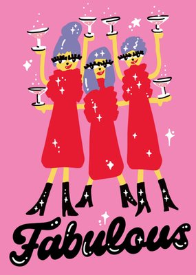 Fabulous Illustrated Cocktail Friends Celebration Card