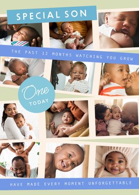 Special Son Photo Upload 1st Birthday Card