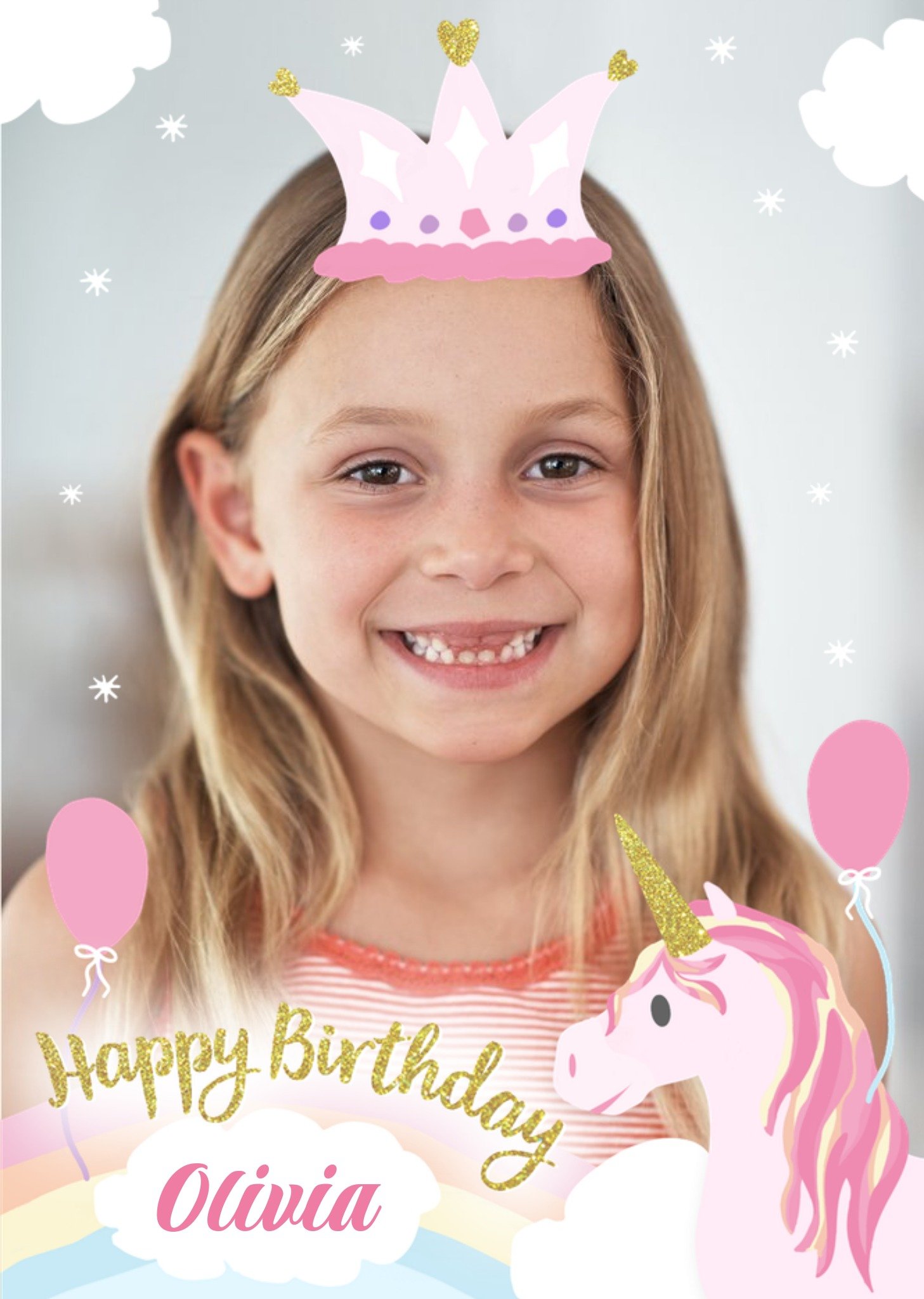 Moonpig Incognito Unicorn Photo Upload Birthday Card