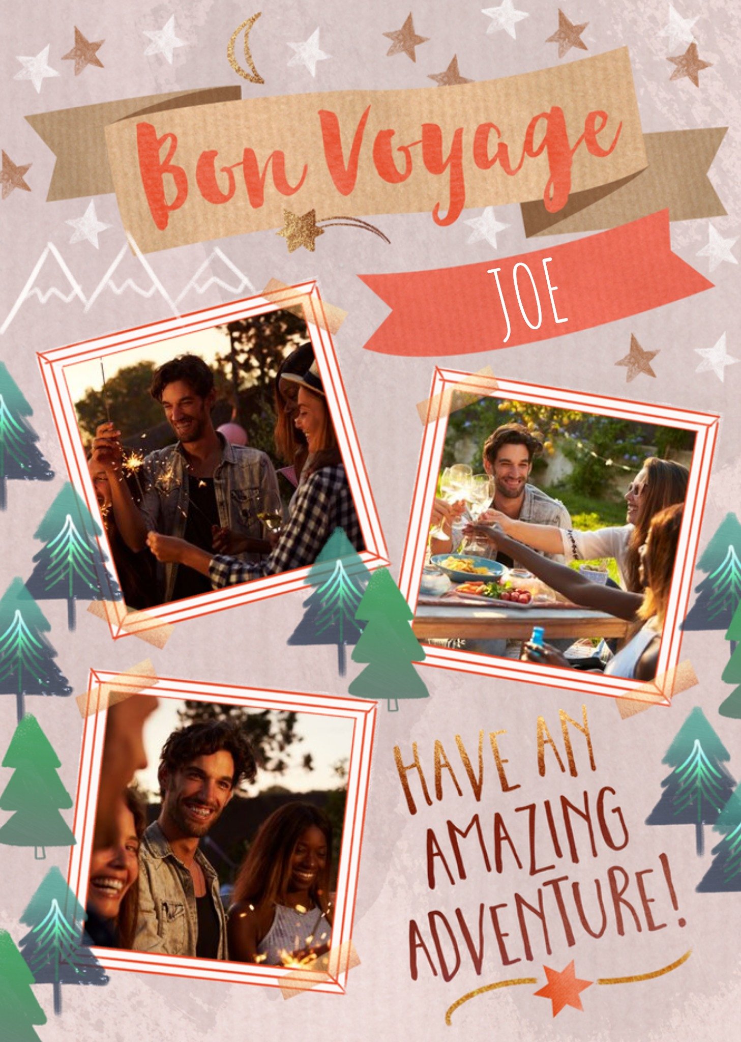 Moonpig Bon Voyage Have An Amazing Adventure Photo Upload Typographic Design Card