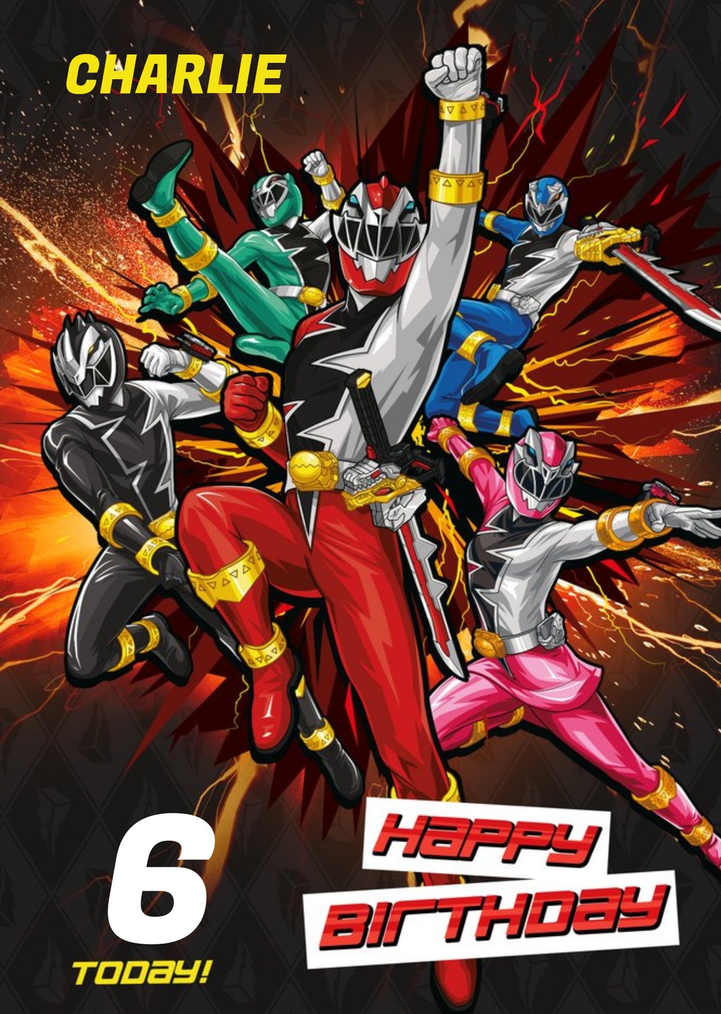 Other Power Rangers 6 Today Birthday Card