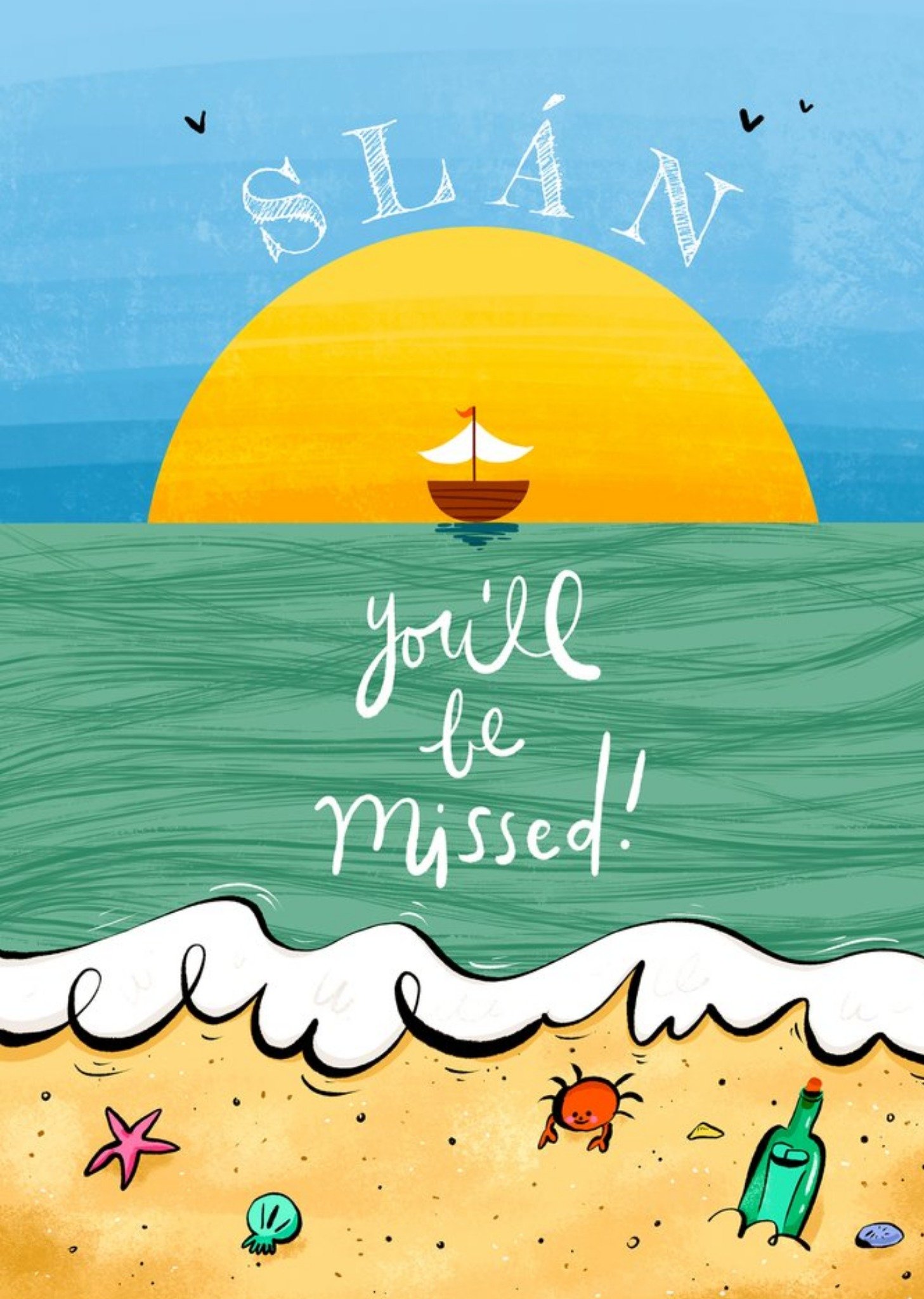 Friends Bronagh Lee Bon Voyage SlÃ¡n Bye Travel Illustration Card