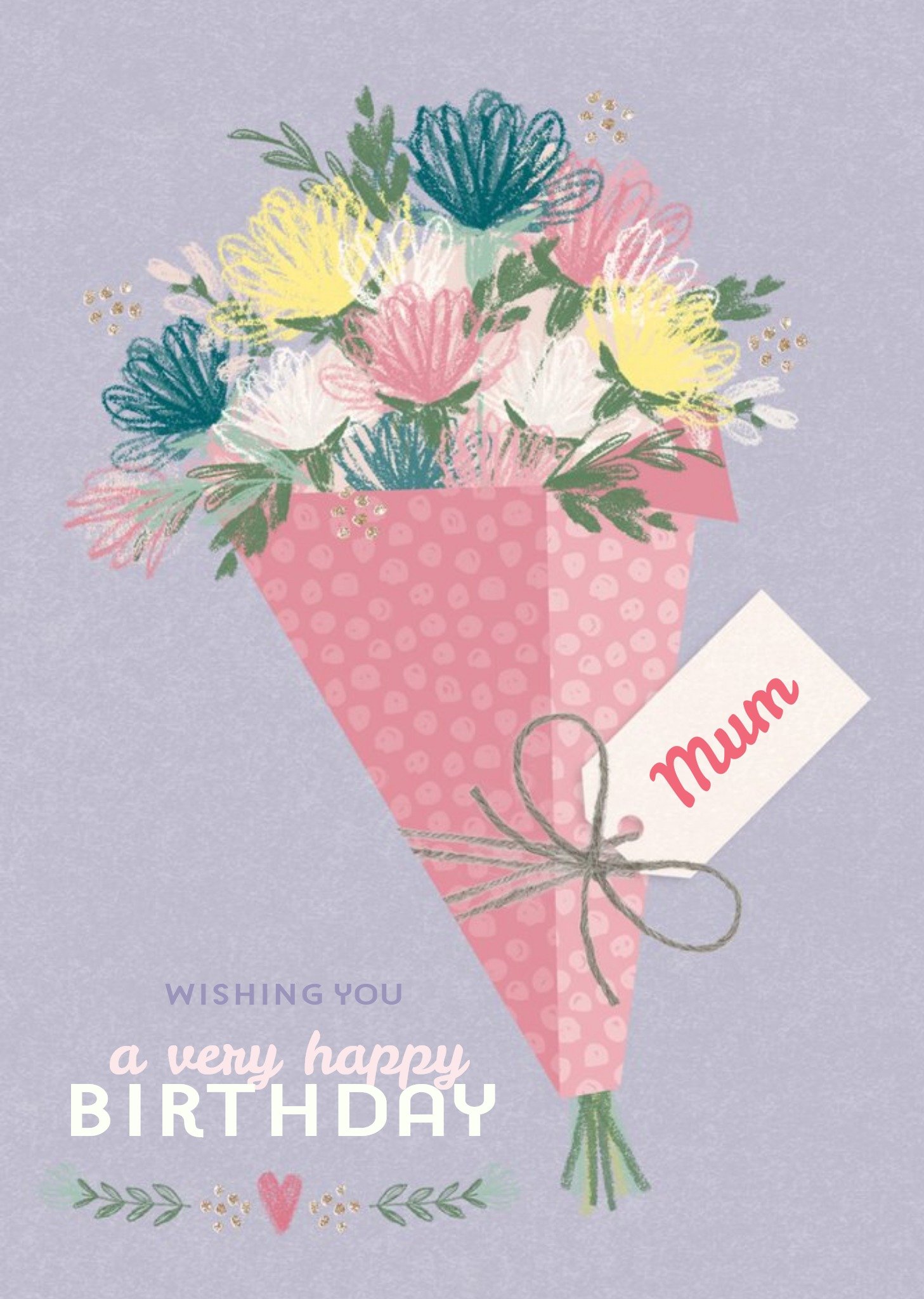 Moonpig Multi-Coloured Flower Bouquet Happy Birthday Mum Card
