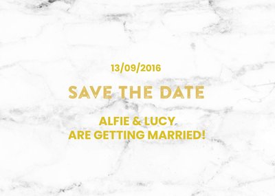 Metallic Gold And Marble Save The Date Wedding Cards