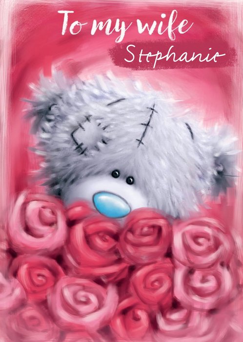 Me To You Tatty Teddy To My Wife With Roses Valentine's Day Card