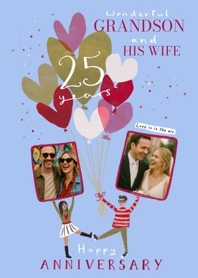 Wonderful Grandson & His Wife 25 Years Photo Upload Anniversary Card