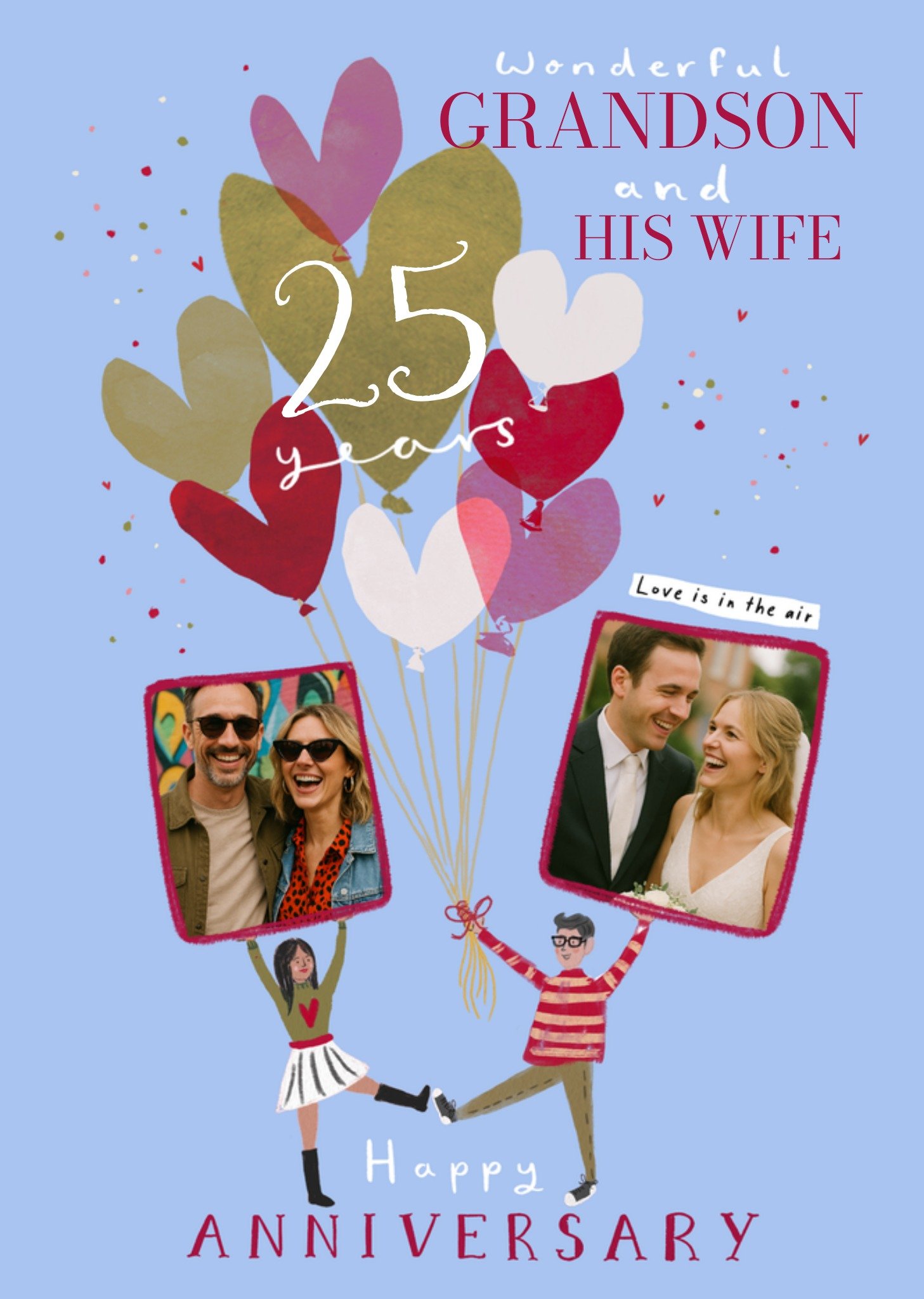 Moonpig Wonderful Grandson & His Wife 25 Years Photo Upload Anniversary Card
