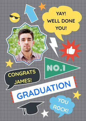 Colourful Icons Personalised Graduation Congrats Card