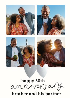 Brother And His Partner Photo Upload 30th Anniversary Card