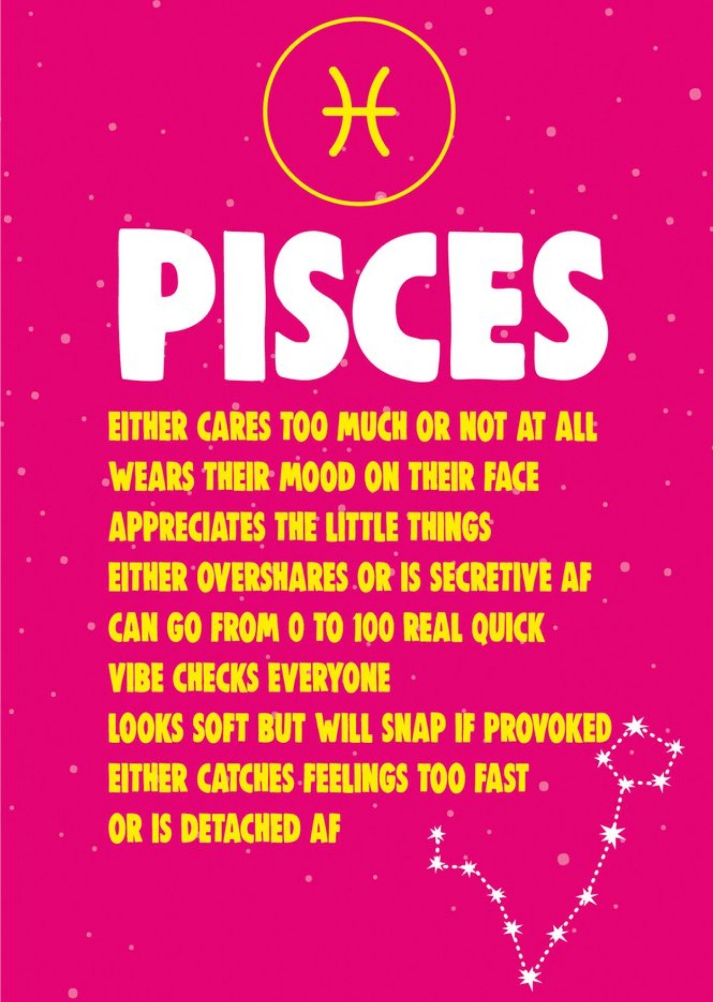 Moonpig Cheeky Chops Pisces Star Sign Birthday Card