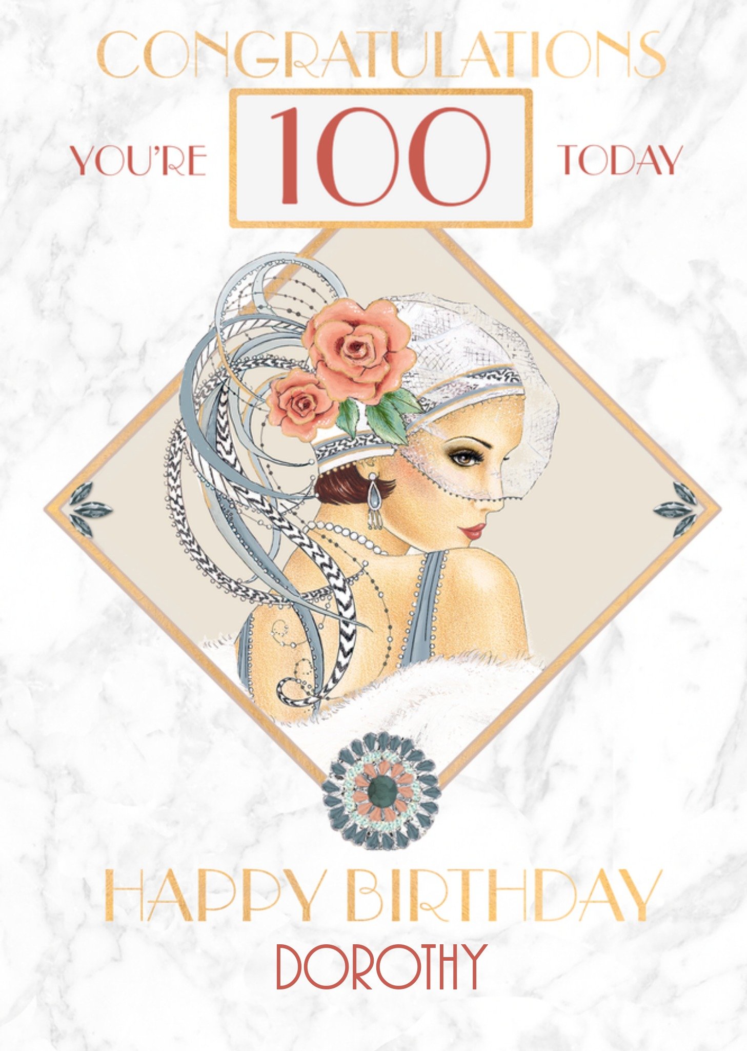 Moonpig Congratulations 100 Today Art Deco Card