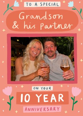Grandson And His Partner Photo Upload 10th Anniversary Card